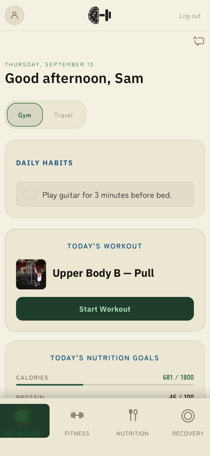 Dashboard screen in the Fit For Wealth app